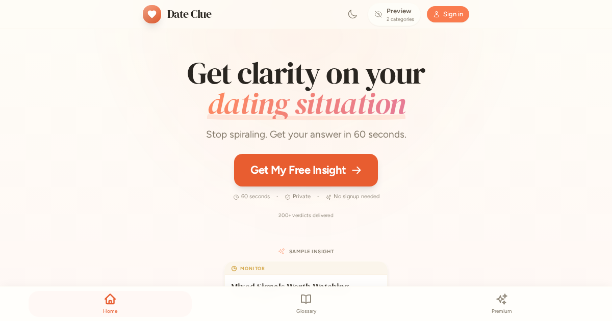 Show HN：Date Clue – 結合 AI 見解的雜誌測驗風格約會問答